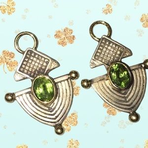 Artisan earrings 18K gold, 925 SS & PERIDOT
